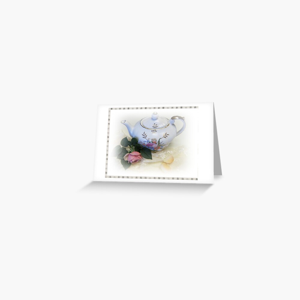 Tea Time and Roses Greeting Card
