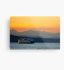 Sunset over Olympic Mountains Metal Print