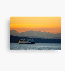 Sunset over Olympic Mountains Canvas Print