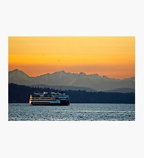 Sunset over Olympic Mountains Photographic Print