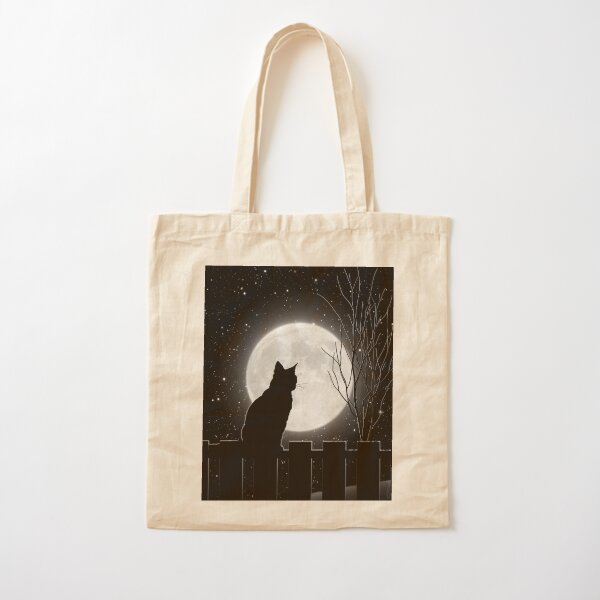 Item preview, Silent night Cat looking at the full moon designed and sold by Glimmersmith.
