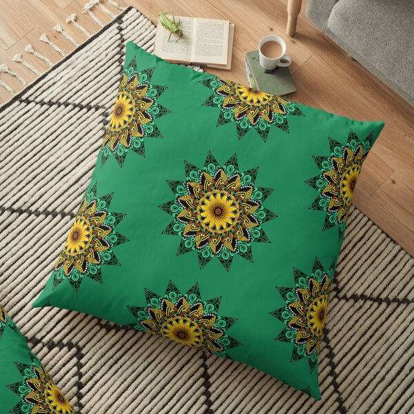 Sunflower Mandala Floor Pillow