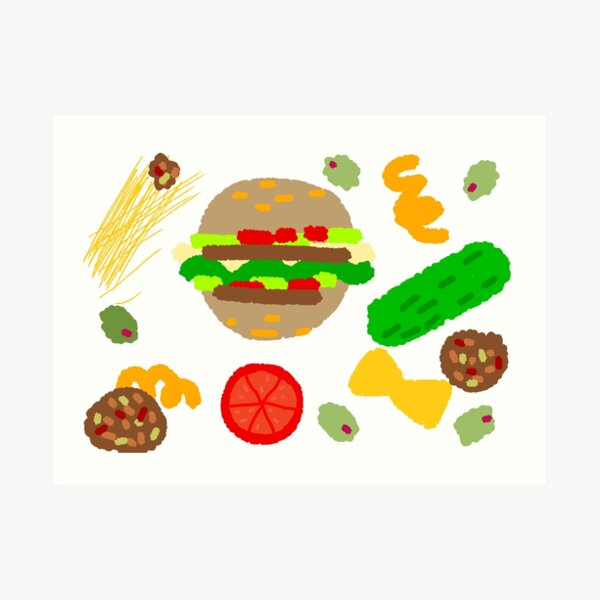 Burgers and macaroni Art Print