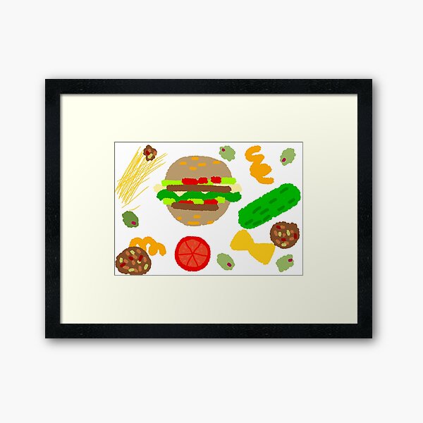 Burgers and macaroni Framed Art Print