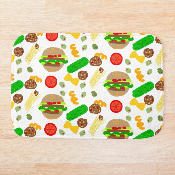 Burgers and macaroni Bath Mat