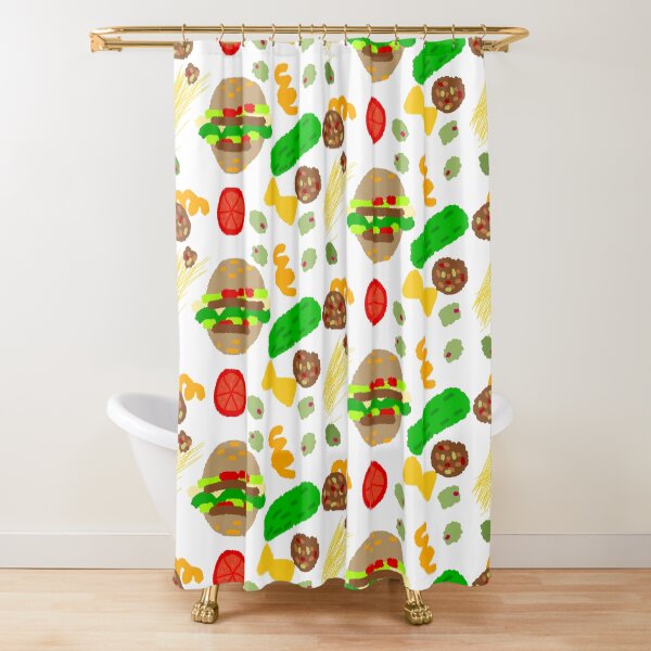 Burgers and macaroni Shower Curtain