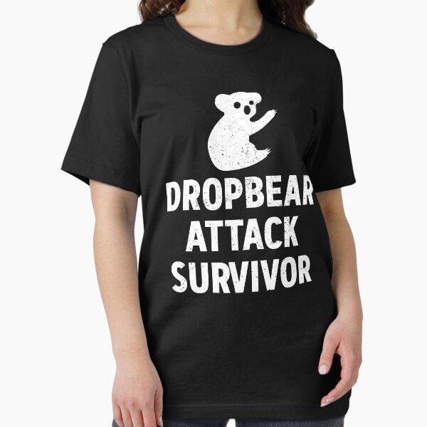 Vista previa del artículo con la obra «Sobreviviente del ataque Dropbear», diseñado y vendido por teesaurus.