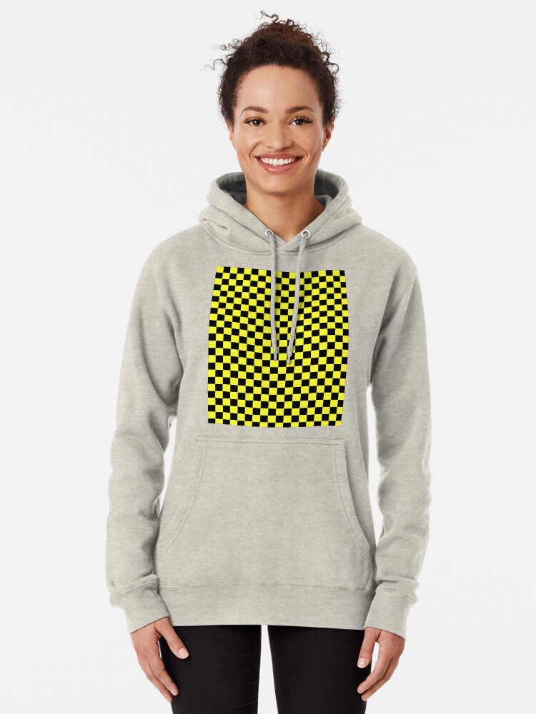 black and yellow checkered hoodie