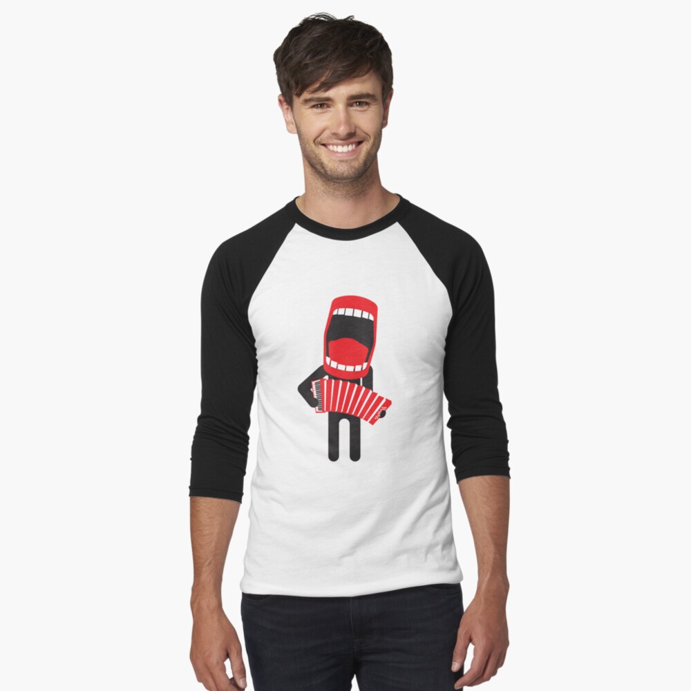loud singing accordion player Baseball ¾ Sleeve T-Shirt