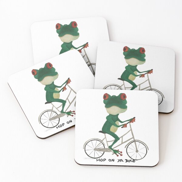 Item preview, Green Frog on Silver Bicycle designed and sold by jacquihmyart.