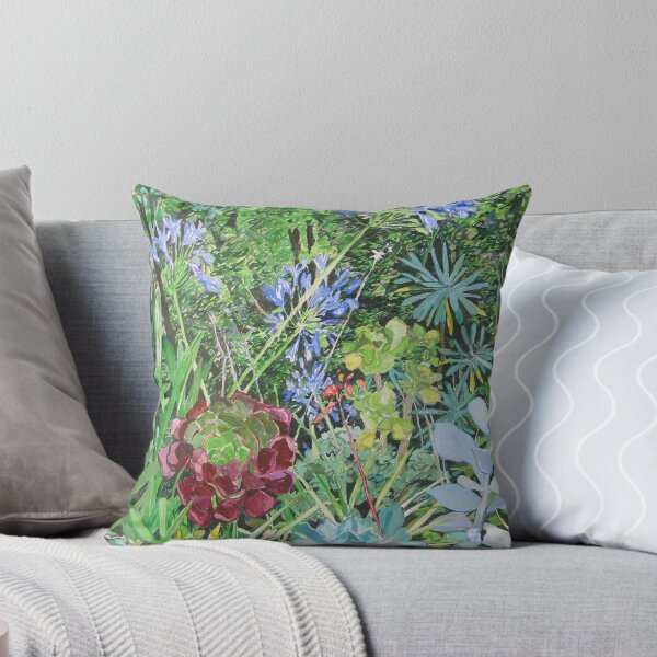 Item preview, Garden with agapanthus from gouache painting by Jo Reitze designed and sold by joreitzeartist.