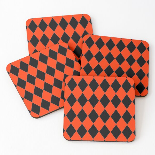 Item preview, ORANGE AND BLACK HARLEQUIN Pattern For Halloween Costumes #HALLOWEENCOSTUME designed and sold by ozcushionstoo.