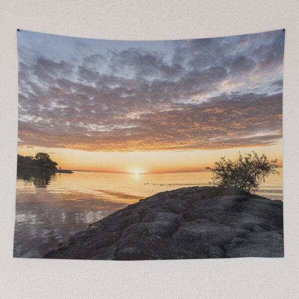 Item preview, Canada Geese Sunrise - Greeting the Day from a Rocky Lake Ontario Promontory designed and sold by Georgia Mizuleva.