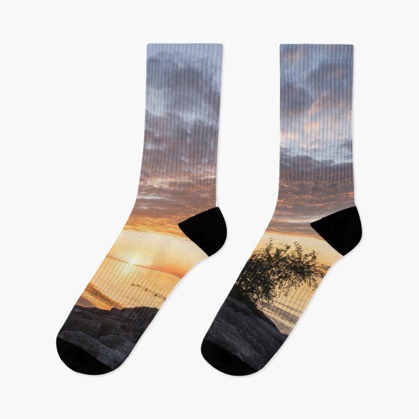 Item preview, Canada Geese Sunrise - Greeting the Day from a Rocky Lake Ontario Promontory designed and sold by Georgia Mizuleva.
