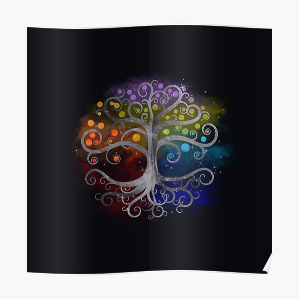 Tree of life Silver Swirl Poster