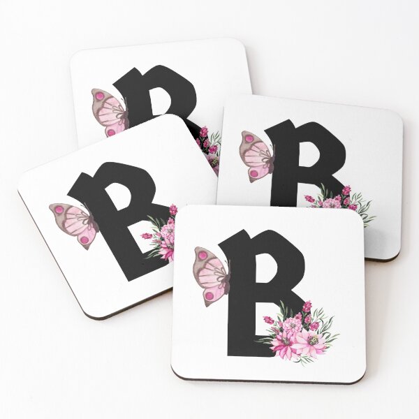 Item preview, letter b pink flower alphabet monogram butterfly designed and sold by atevern.