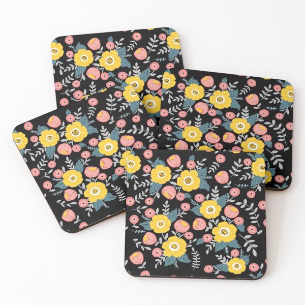 Item preview, Pink & mustard flowers designed and sold by Samantha Jones.