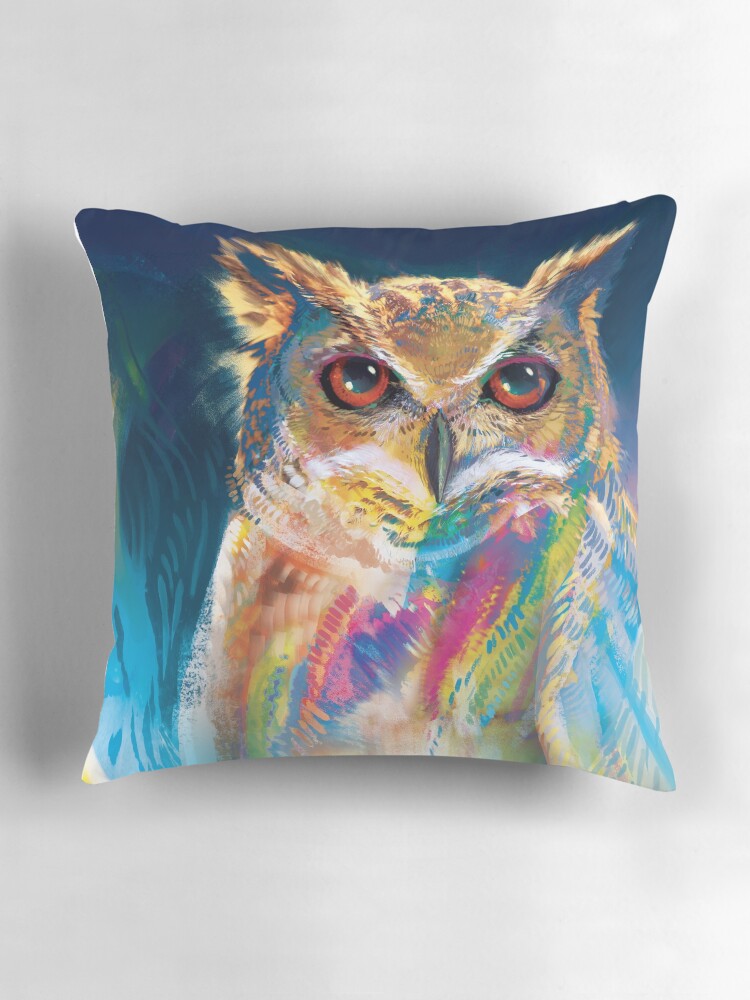 Thumbnail 3 of 4, Pillow, A Colorful Owl designed and sold by JoseOchoa.