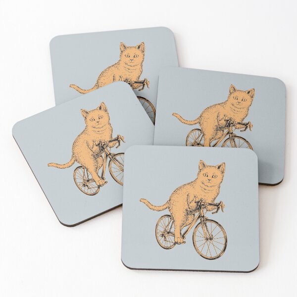 Cycling Pussy Cat Coasters (Set of 4)