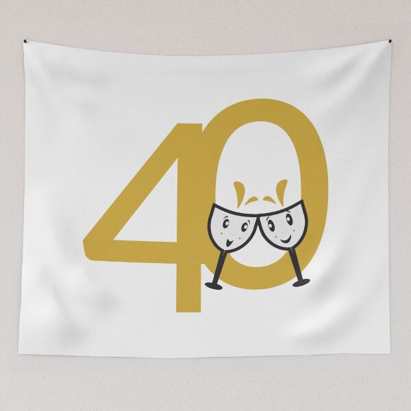 Item preview, 40th Birthday Large Numbers and Cute Wine Glasses designed and sold by sigdesign.