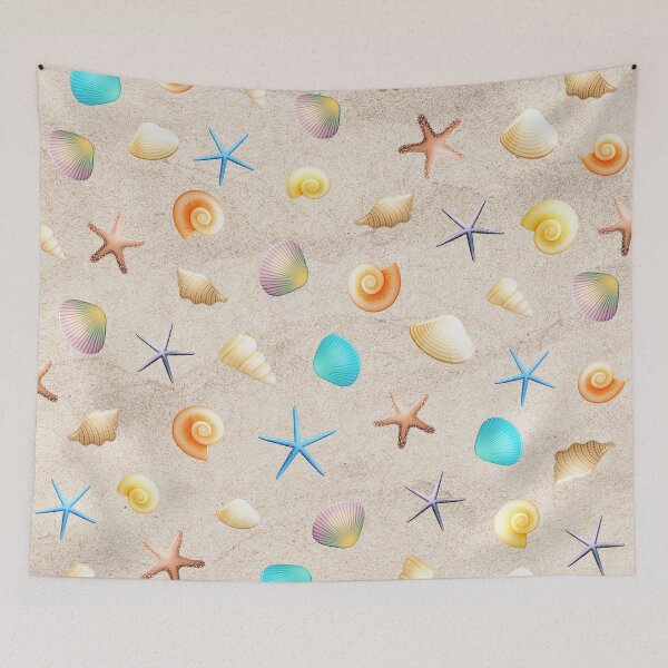 Item preview, Collection of shells on sand and starfish designed and sold by DSIGN4YOU.