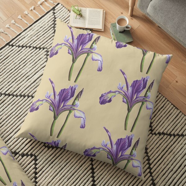 Purple Iris flower in watercolor Floor Pillow