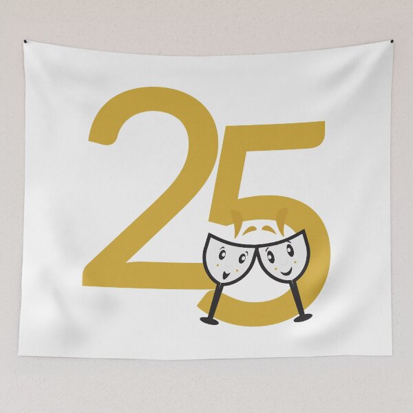 Item preview, 25th Birthday Large Numbers and Cute Wine Glasses designed and sold by sigdesign.