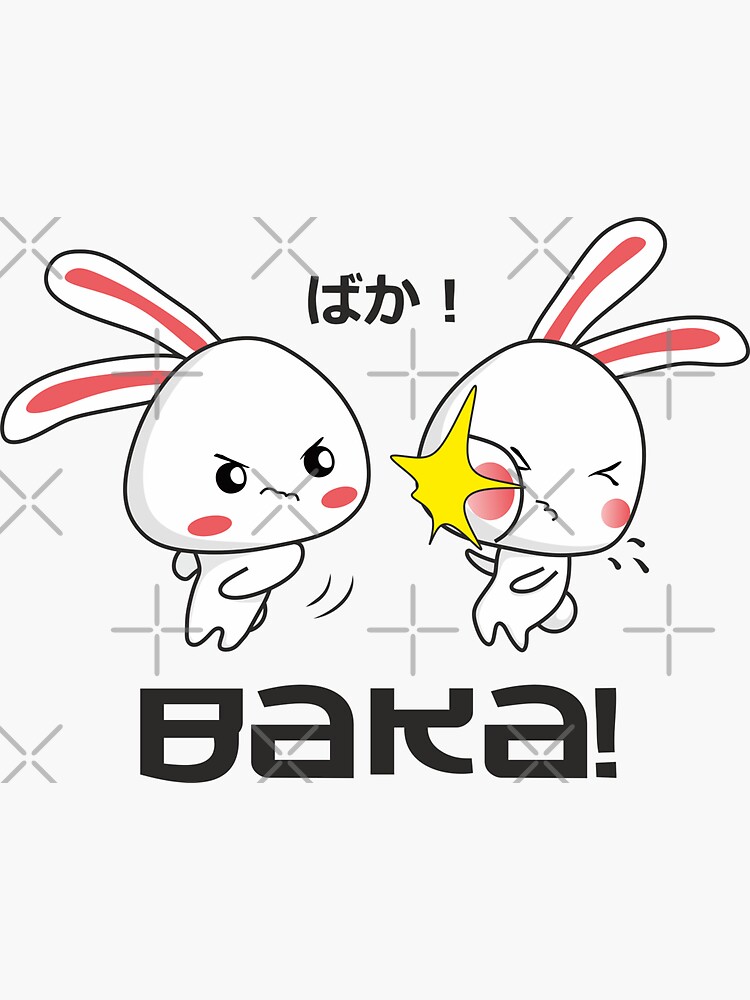 Anime Baka Rabbit Slapping Another Rabbit Japanese Senpai Art Sticker 7213