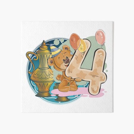 Lámina rígida con la obra «3 tres años osito de peluche con globos  cumpleaños 3 tercer feliz cumpleaños» de Trenddesigns24