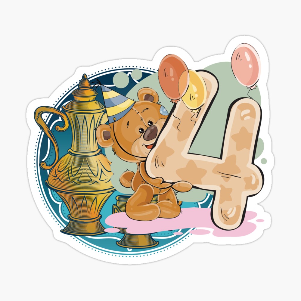 Carte de vœux avec l'œuvre « 1 an premier anniversaire ours en peluche avec  des ballons joyeux anniversaire » de l'artiste Trenddesigns24