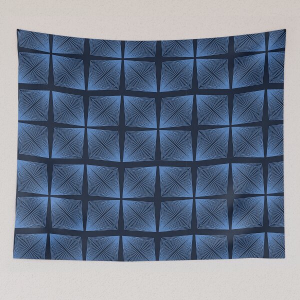 Item preview, Modern indigo blue geometric hand drawn linear diamond. designed and sold by Limolida.