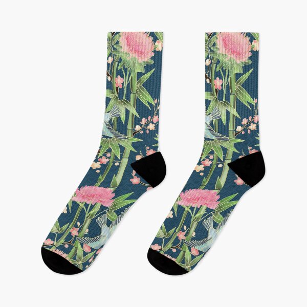Item preview, Bamboo, Birds and Blossom - dark teal designed and sold by micklyn.