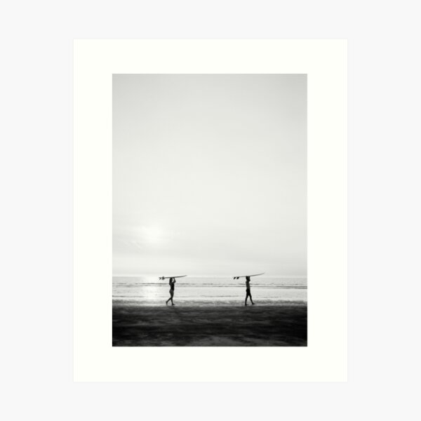 Surfer couple | Wanderlust photography of surfer couple | Coastal wall art. Art Print