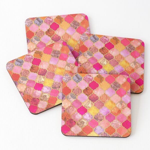 Item preview, Hot Pink, Gold, Tangerine & Taupe Decorative Moroccan Tile Pattern designed and sold by micklyn.