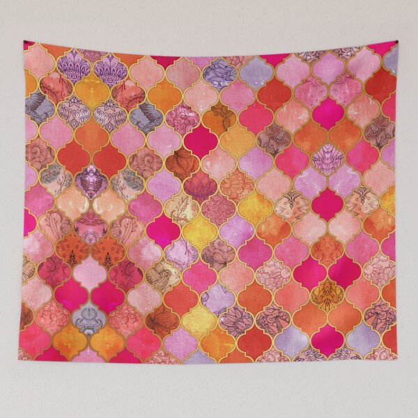 Item preview, Hot Pink, Gold, Tangerine & Taupe Decorative Moroccan Tile Pattern designed and sold by micklyn.