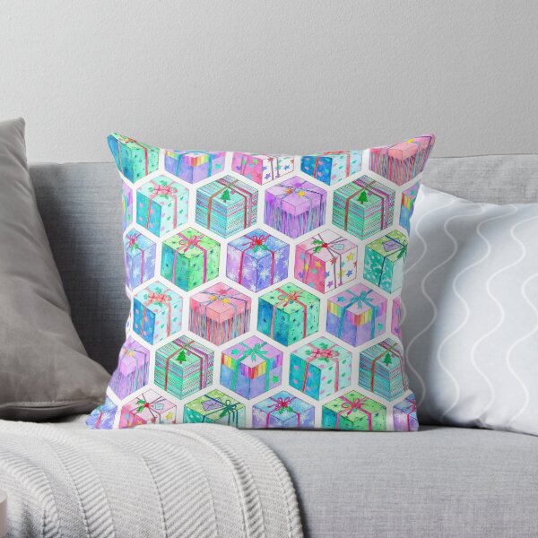 Christmas Gift Hexagons Throw Pillow