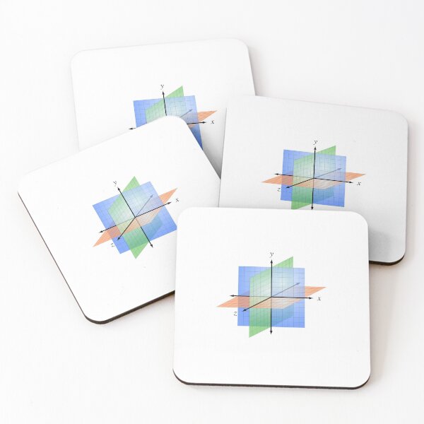 A right-handed three-dimensional Cartesian coordinate system used to indicate positions in space. Coasters (Set of 4)