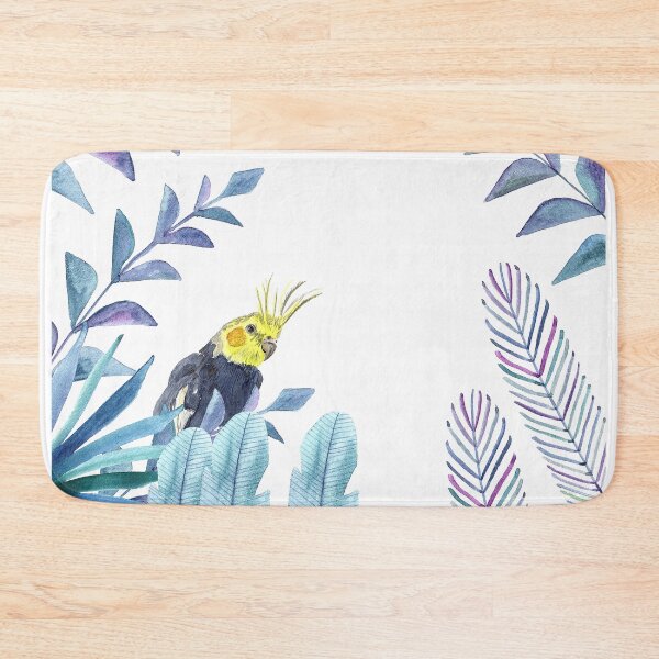 Item preview, Cockatiel with tropical foliage watercolor design designed and sold by Sandra Connelly.