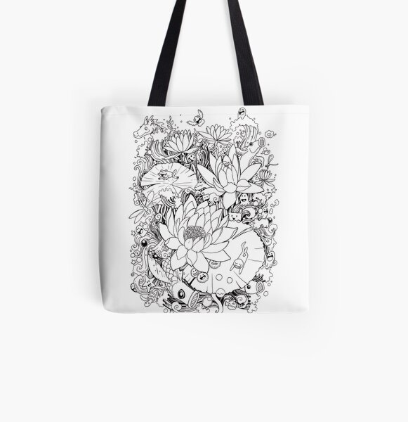 Flower and Monsters - Waterlily All Over Print Tote Bag