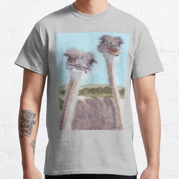 Ostriches with curious cute faces painted in watercolor. Classic T-Shirt