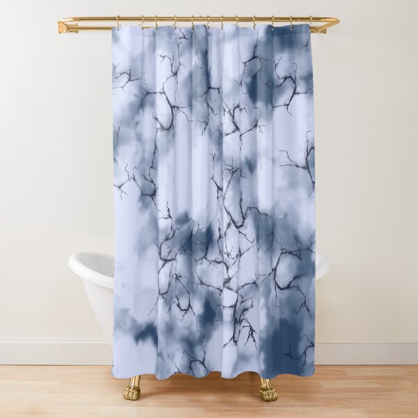 dark lightning flashes in the clouds around the eye of the storm Shower Curtain