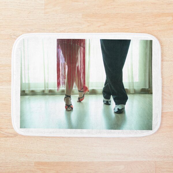Closeup of legs of two professional latin dancers Bath Mat