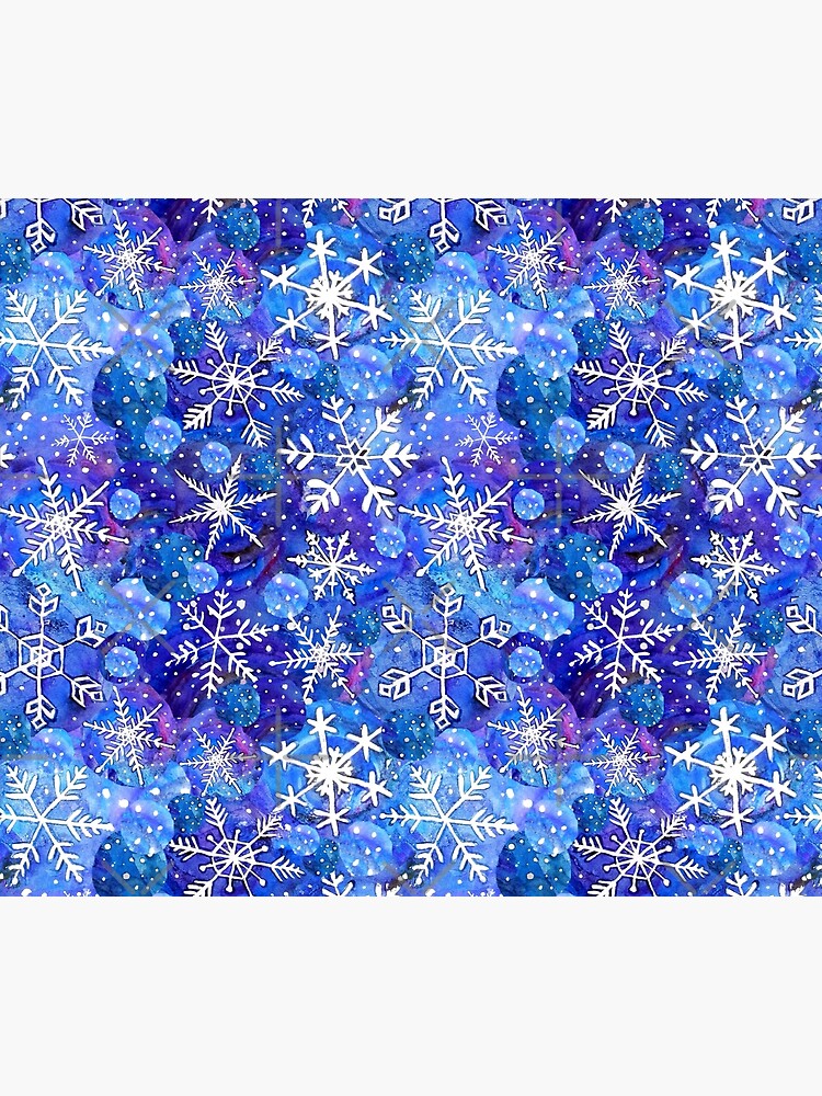 Christmas snowflake midnight sky on blue , painted in watercolor by MagentaRose