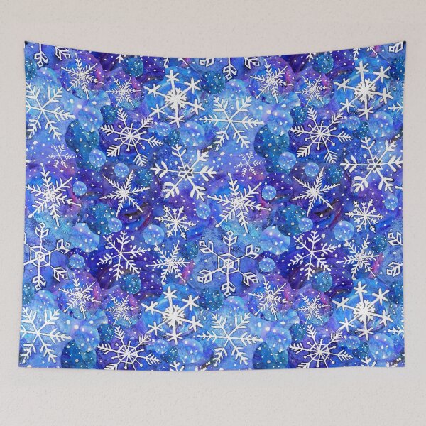 Item preview, Christmas snowflake midnight sky on blue , painted in watercolor designed and sold by MagentaRose.