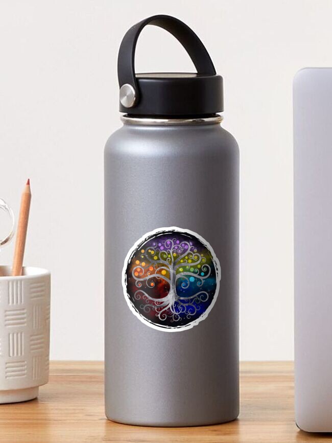 Thumbnail 1 of 3, Sticker, Tree of life Silver Swirl designed and sold by k9printart.