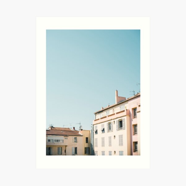 Pretty pretty Cannes | Pastel colored apartment buildings in the South of France Art Print