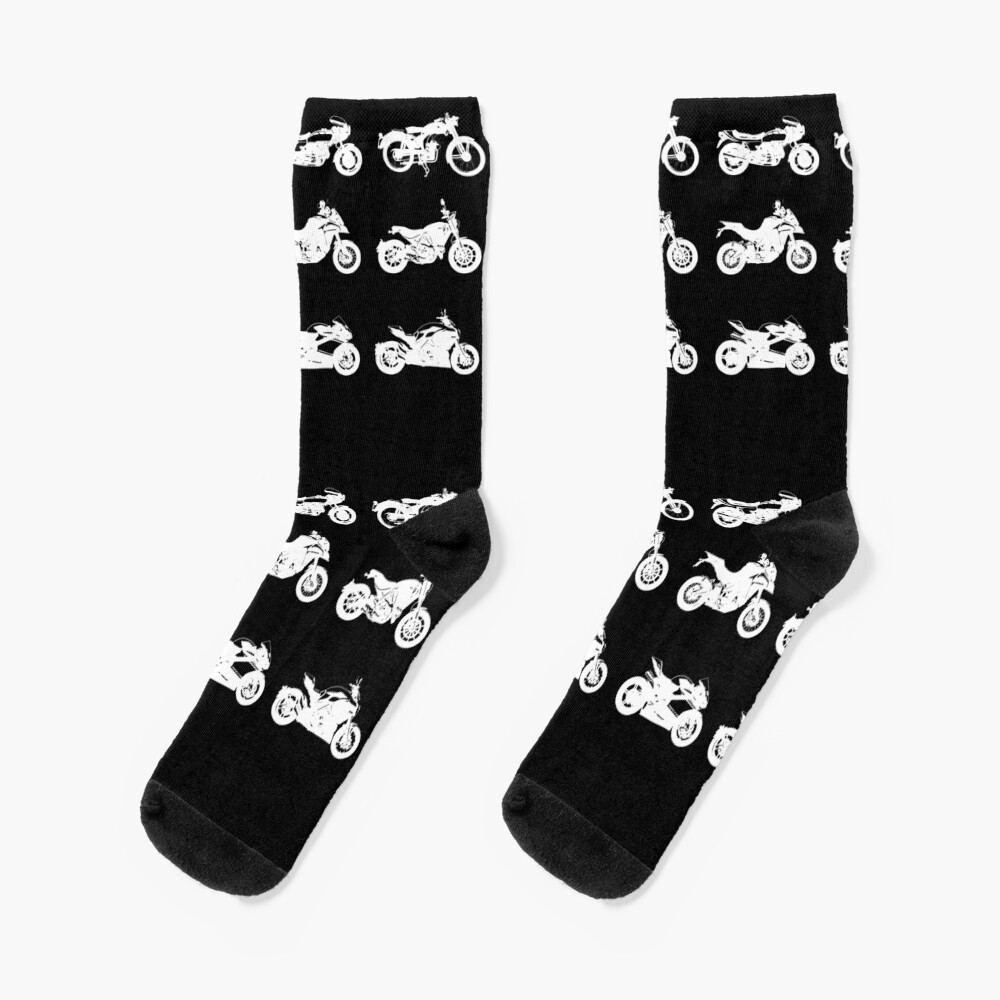 "History of Ducati Motorcycles White" Socks for Sale by rideybikes