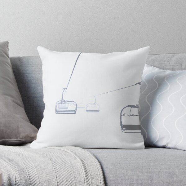 Ski Chair Lift Black and White // Picture of a White Out on the Way to the Top in Colorado Throw Pillow