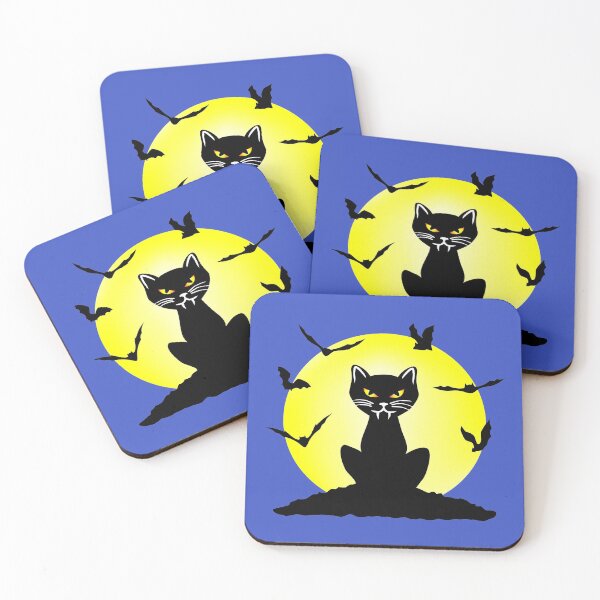Item preview, Halloween vampire cat and bats designed and sold by claudiasartwork.