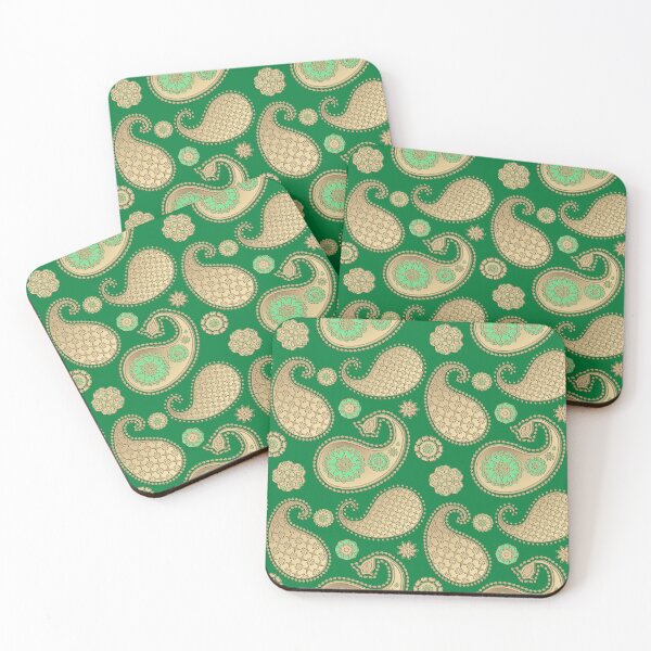 Item preview, Paisley pattern, Soft Gold on Emerald Green designed and sold by Marymarice.